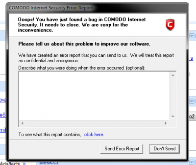 comodo error
