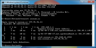 tracert seznam