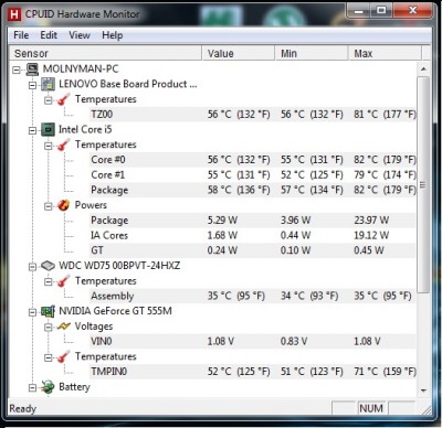 teploty po spuštění výkonu větráku na vysoký výkon