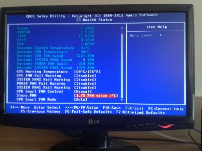 Nastavení FAN CPU na manual