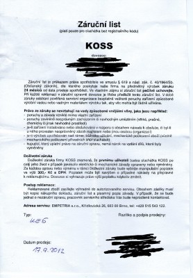 Jak to je se zárukou sluchátek KOSS