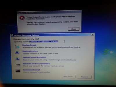 Obnova sys. - problem se spustenim