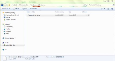 Složka C:\Windows\minidump