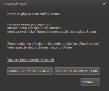 Po zapnutí steamu