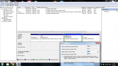 Správa počítače - zmenšit disk C