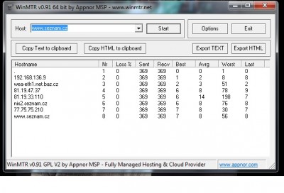 WinMTR test