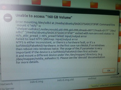 Ona chybová hláška, jež se ukáže při pokusu o přístup k disku C: