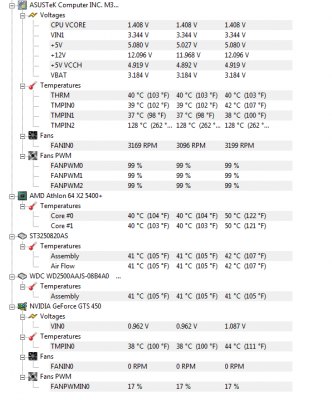 Teploty pri normálnej zátaži t.j zapnutom prehliadači atd..