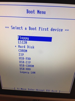 Boot menu