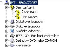 Naskočí žlutej otazník USB Device