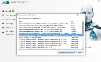 eset aktualizace win 10