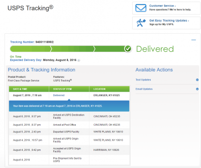 USPS tracking