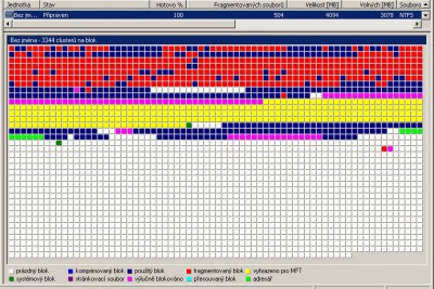 Disková oblast dva dny po defragmentaci…