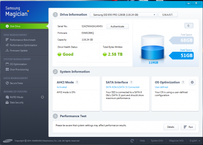 Ještě přikládám prtscr SSDčka
