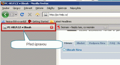 Hlavní obrazovka fóra před...