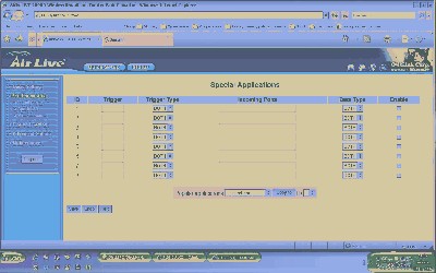 Nastavení Special Aplications. Tady bych asi měl něco nastavit což?? Prosim o radu co přesně.. dík. V tom rolovacím, kde je BOTH, ten triger type, tam lze zvolit tcp nebo udp, nebo both