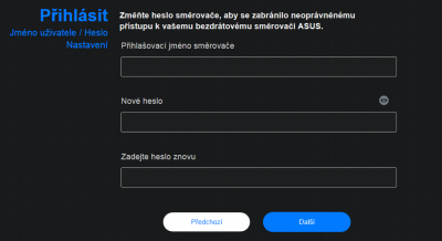 Přístupové údaje.