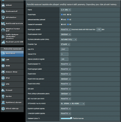 Možnosti nastavení WiFi