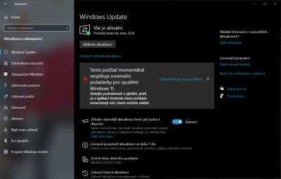 Nelze ani aktualizovat na Windows 11