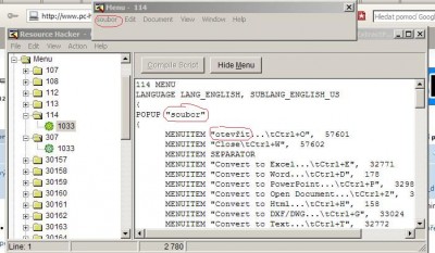 Místo &quot;File&quot;/&quot;soubor&quot; místo &quot;Open&quot;/otevřít