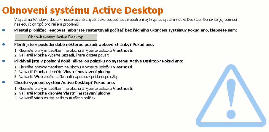 Toto mi Windowsy zobrazily na ploše po pády systému